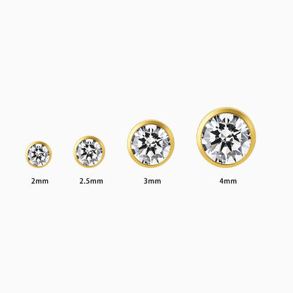 18Kt Gold PVD Titanium Threadless Bezel-Set Gem Top