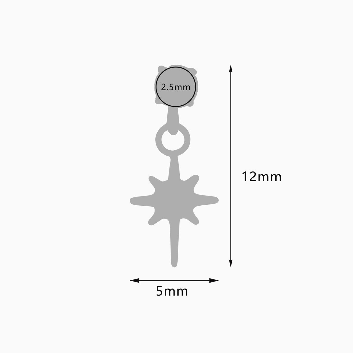 Titanium Threadless Dangle North Star Top