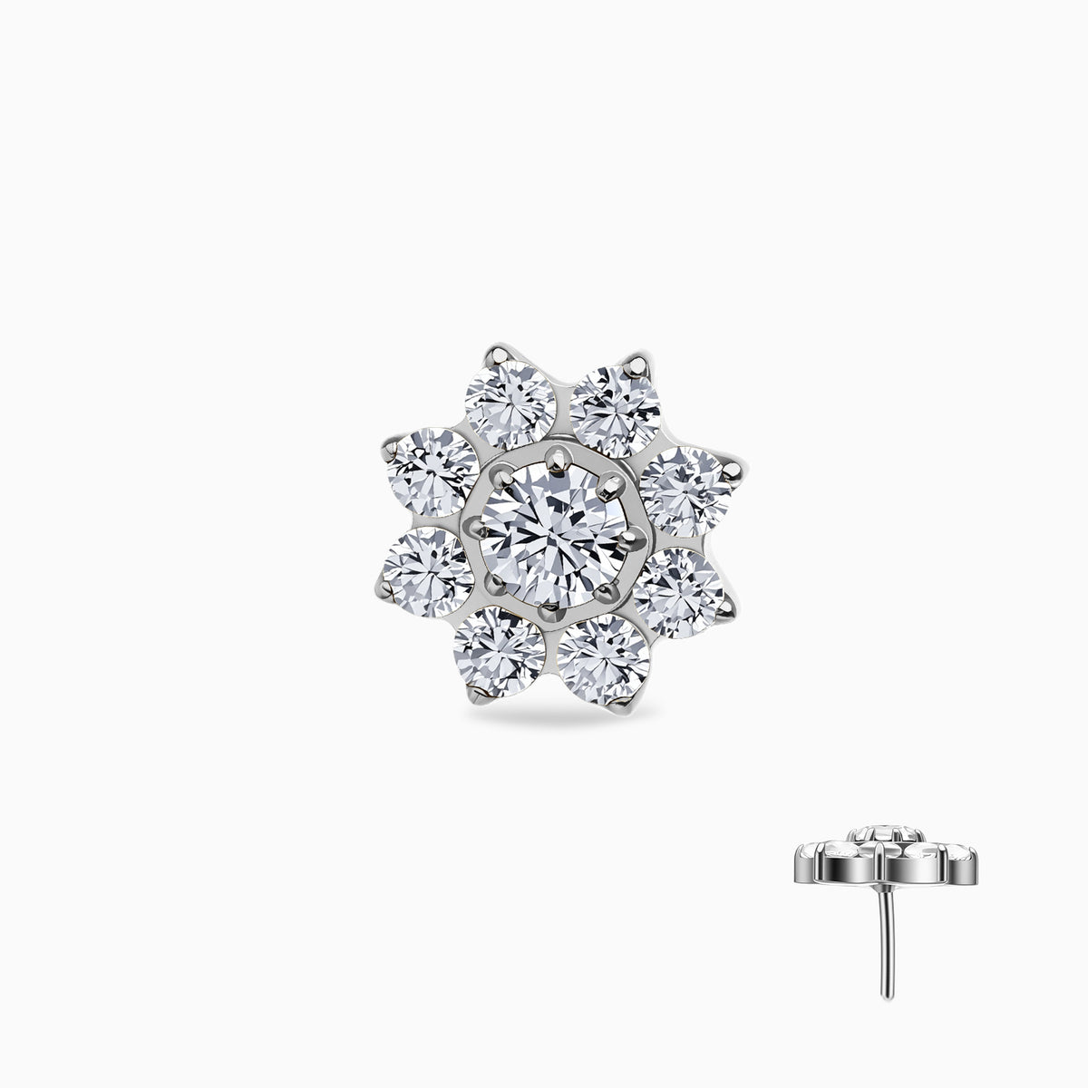 Titanium Threadless Daisy Cluster Gem Top
