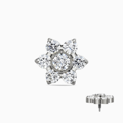 Titanium Internally Threaded CZ Six-Petal Flower Top