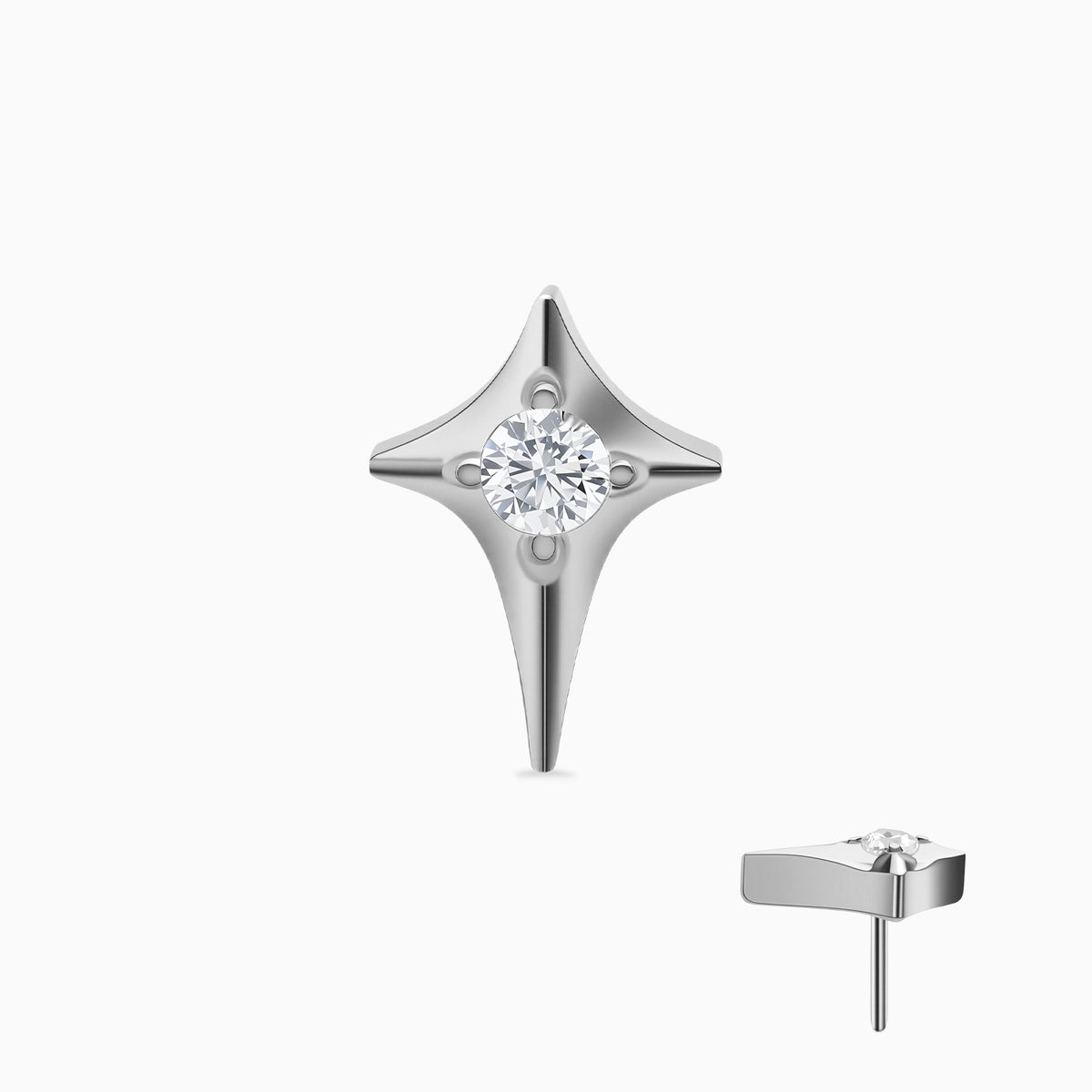 Titanium Threadless Four-Point Star Gem Top