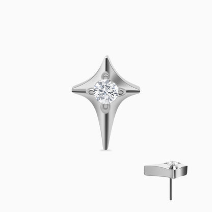 Titanium Threadless Four-Point Star Gem Top