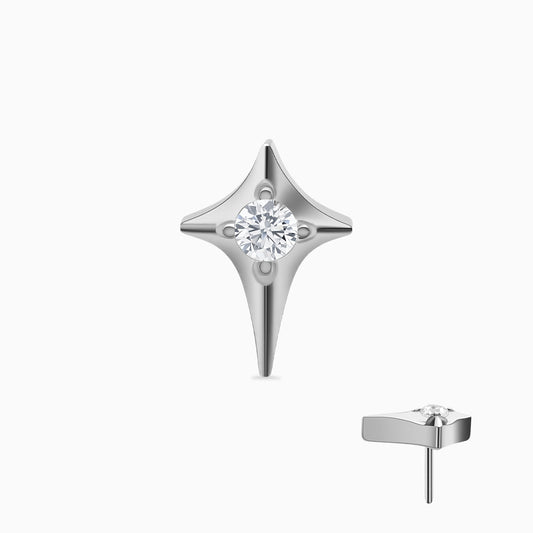 Titanium Threadless Four-Point Star Gem Top