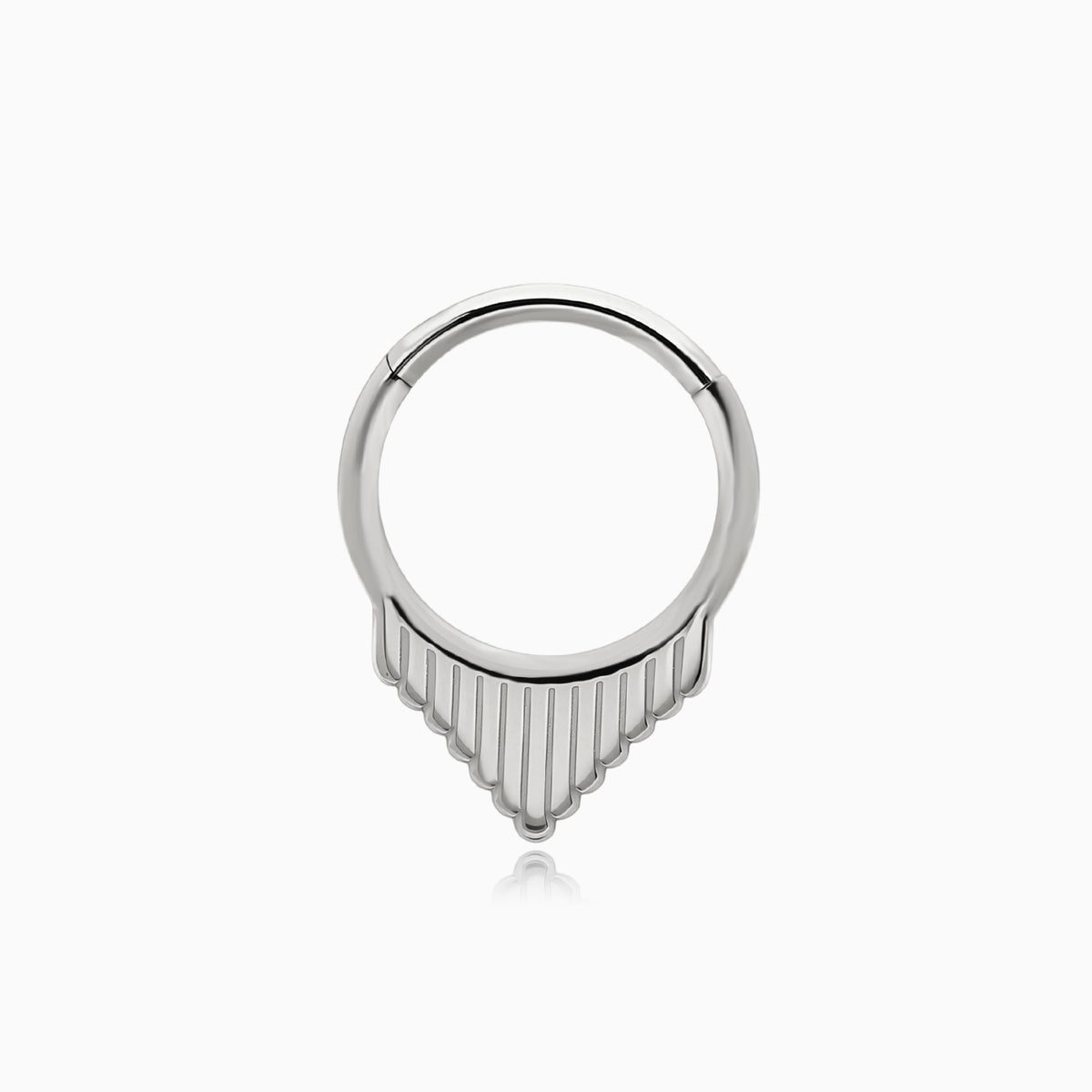 Titanium Ribbed V Shape Front Facing Hinged Segment Clicker