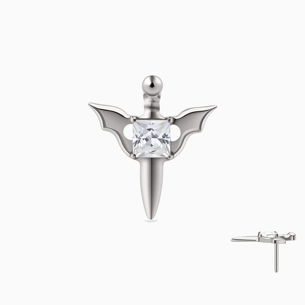 Titanium Threadless Winged Dagger  Top