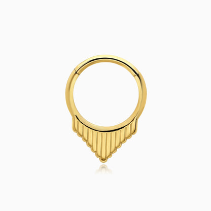 18Kt Gold PVD Titanium Ribbed V Shape Front Facing Hinged Segment Clicker
