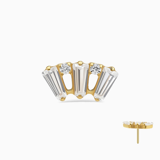 18Kt Gold PVD Titanium Threadless Fan Cluster Top