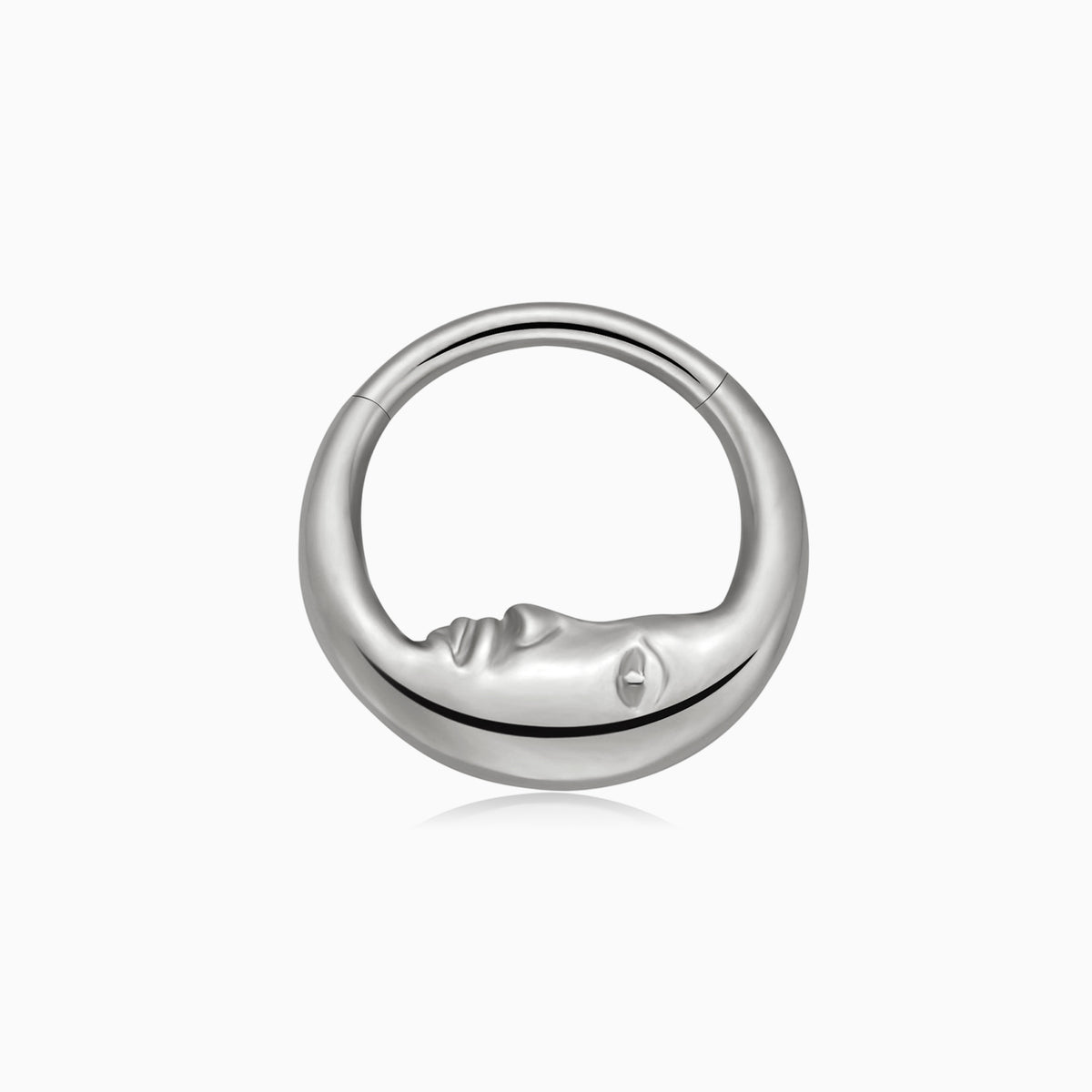 Titanium Crescent Moon Face Front Facing Hinged Segment Clicker