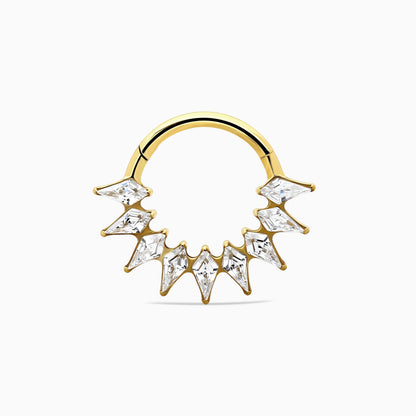 18Kt Gold PVD Titanium Kite Shape Gem Cluster Front Facing Hinged Segment Clicker