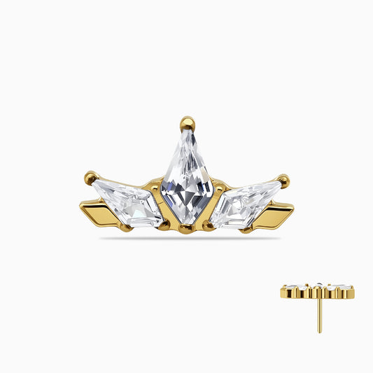 24Kt Gold PVD Titanium Threadless Crown Top