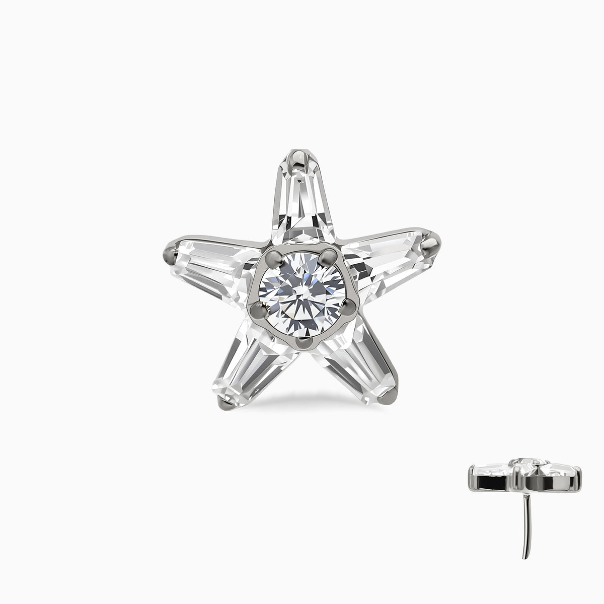 Titanium Threadless Baguette Star Cluster Top