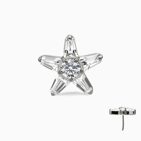 Titanium Threadless Baguette Star Cluster Top