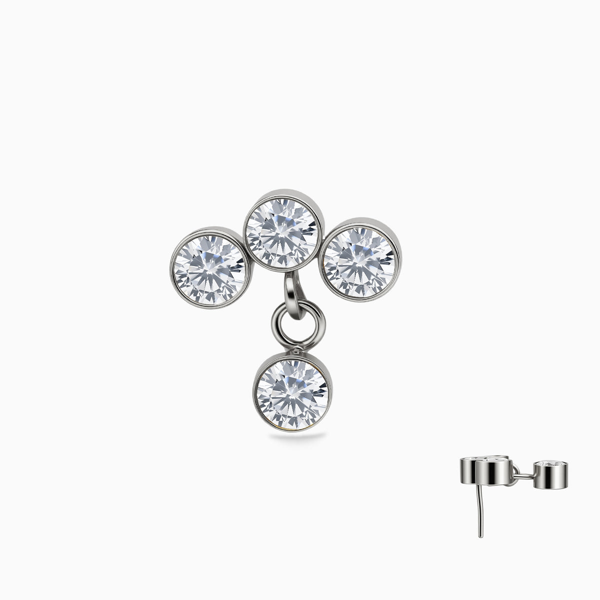 Titanium Threadless Dangle Bezel Cluster Top