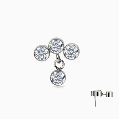 Titanium Threadless Dangle Bezel Cluster Top