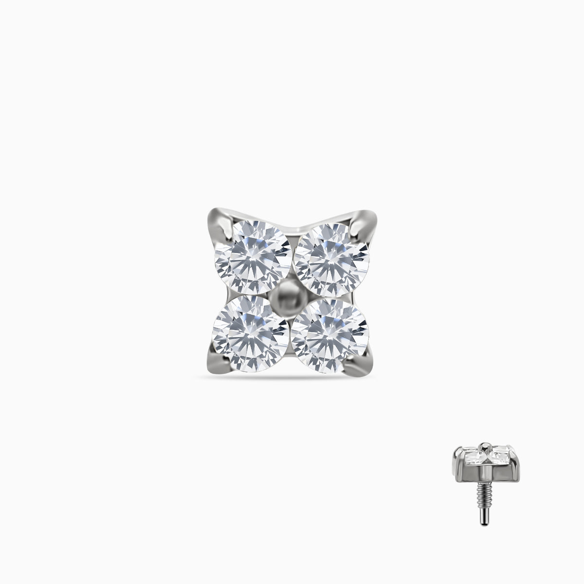 Titanium Internally Threaded 4-CZ Flower Top