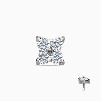 Titanium Internally Threaded 4-CZ Flower Top