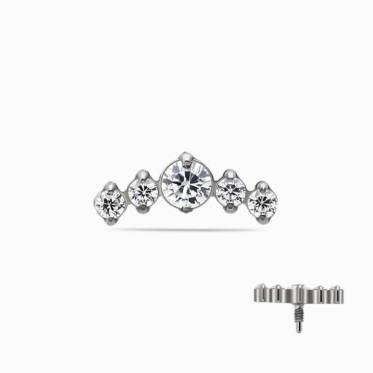 Titanium Internally Threaded 5-CZ Curved Cluster Top