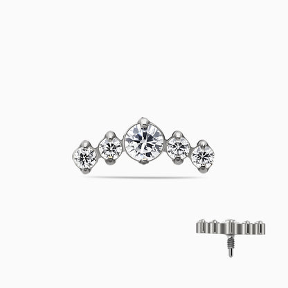 Titanium Internally Threaded 5-CZ Curved Cluster Top
