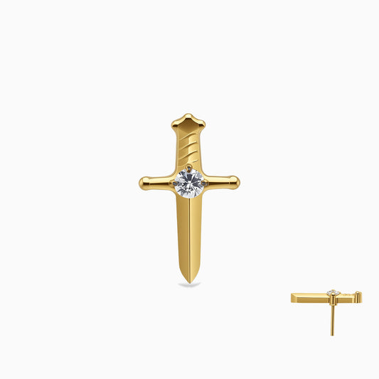 18Kt Gold PVD Titanium Threadless Dagger Top