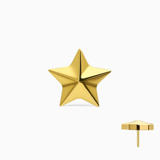 18Kt Gold PVD Titanium Threadless Star Top