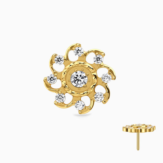 18Kt Gold PVD Titanium Threadless Swirl Cluster Top