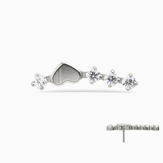Titanium Threadless Heart Cluster Top