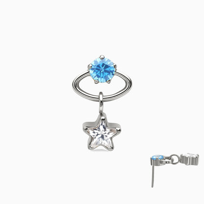 Titanium Threadless Dangle Bezel Cluster Top