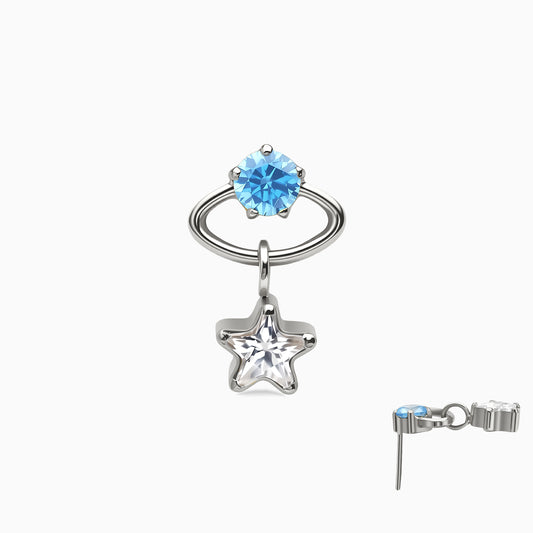 Titanium Threadless Dangle Bezel Cluster Top