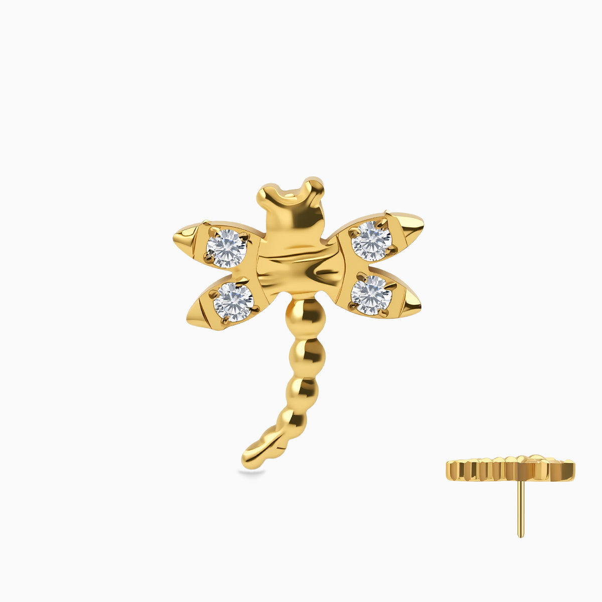18Kt Gold PVD Titanium Threadless Dragonfly Top