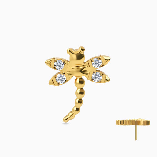 18Kt Gold PVD Titanium Threadless Dragonfly Top