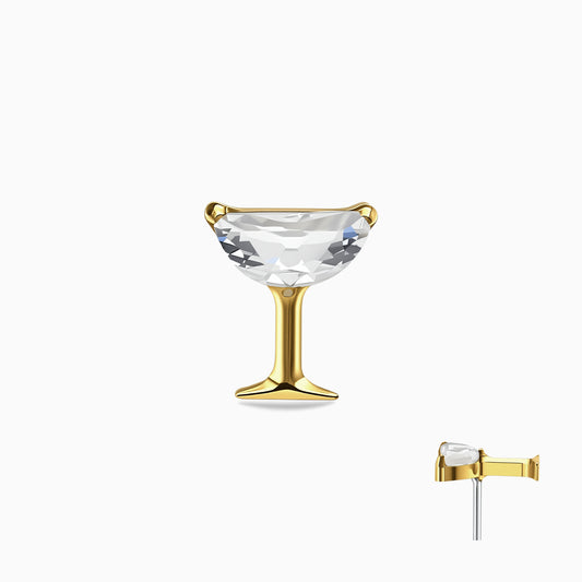 18Kt Gold PVD Titanium Threadless Cocktail Glass Top