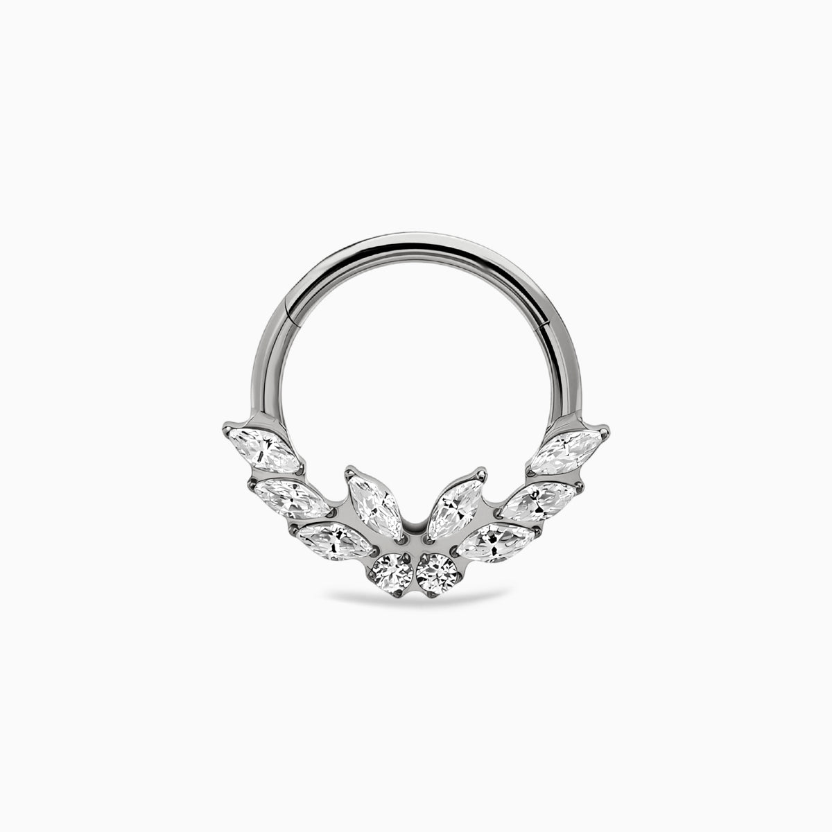 Titanium Marquise & Round Gem Cluster Front Facing Hinged Segment Clicker