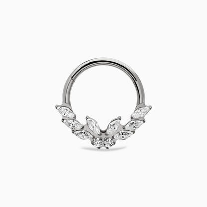Titanium Marquise & Round Gem Cluster Front Facing Hinged Segment Clicker