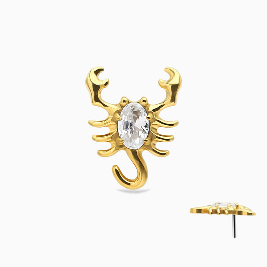 18Kt Gold PVD Titanium Threadless Scorpion Top