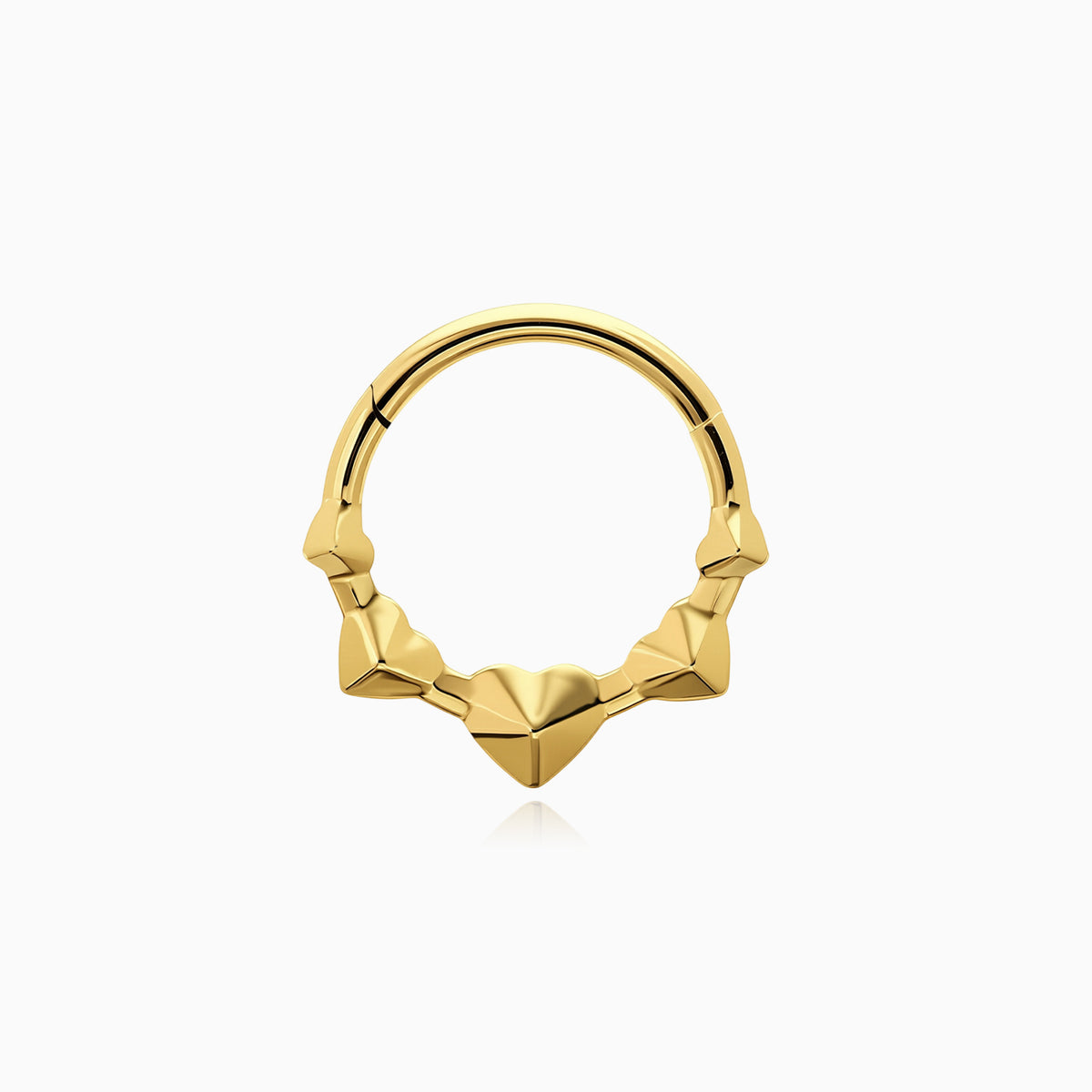 18Kt Gold PVD Titanium Heart Cluster Front Facing Hinged Segment Clicker