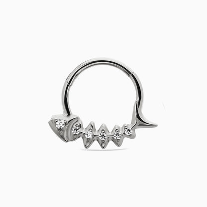 Titanium Fishbone Round Gem Front Facing Hinged Segment Clicker