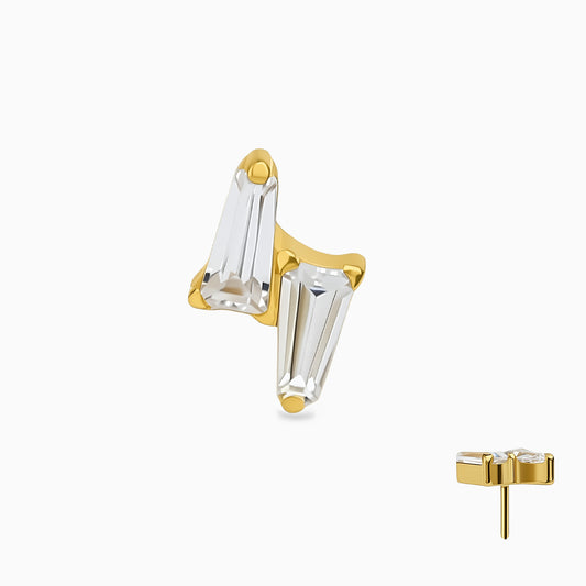 18Kt Gold PVD Titanium Threadless Lightning Bolt Gem Top