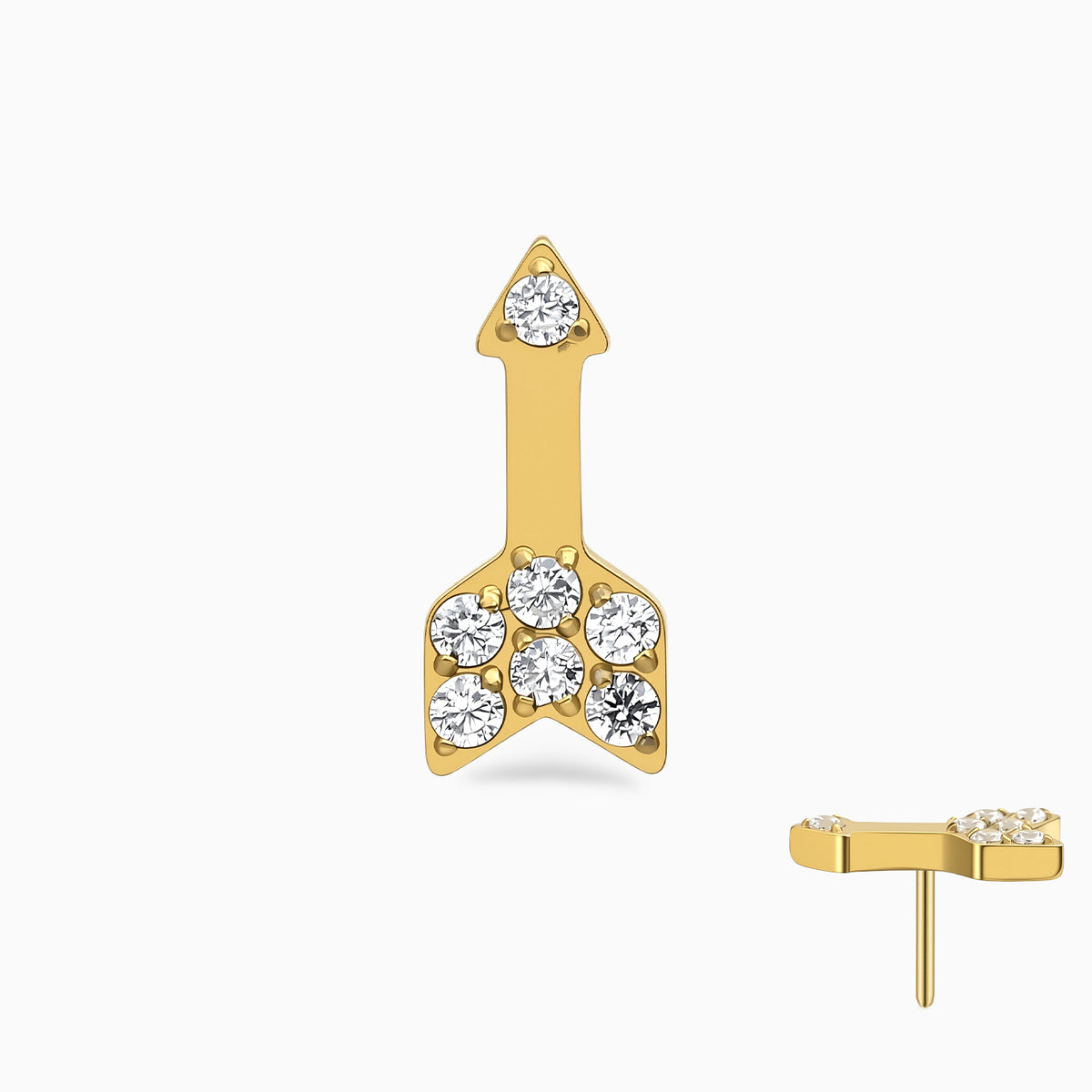 18Kt Gold PVD Titanium Threadless Arrow Cluster Top
