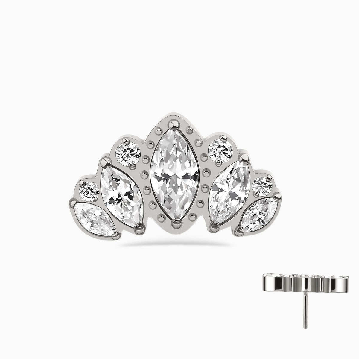 Titanium Threadless Crown Cluster Top.