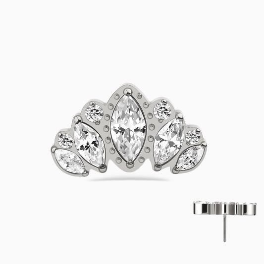 Titanium Threadless Crown Cluster Top.