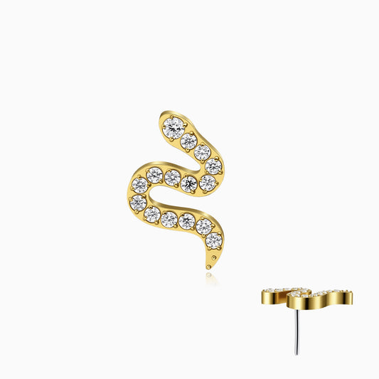 18Kt Gold PVD Titanium Threadless Paved Snake Top