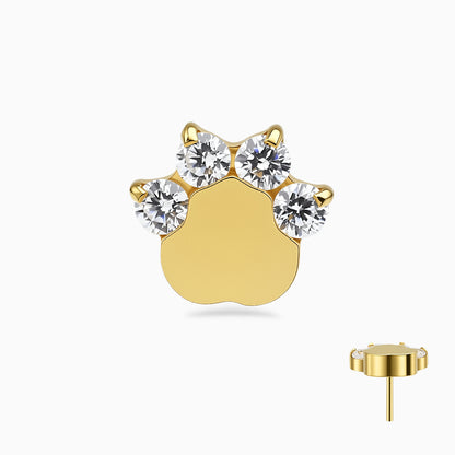 18Kt Gold PVD Titanium Threadless Cat Paw Cluster Top