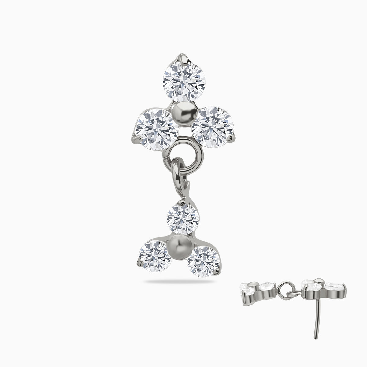 Titanium Threadless Dangle Cluster Top
