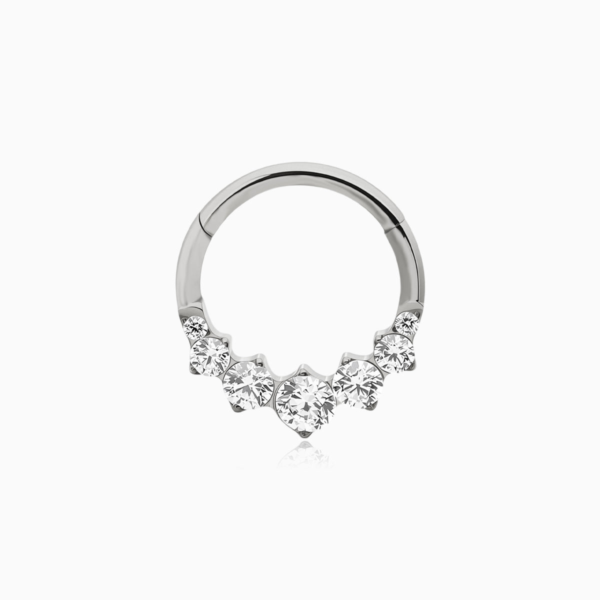 Titanium Graduated Round Gem Cluster Front Facing Hinged Segment Clicker