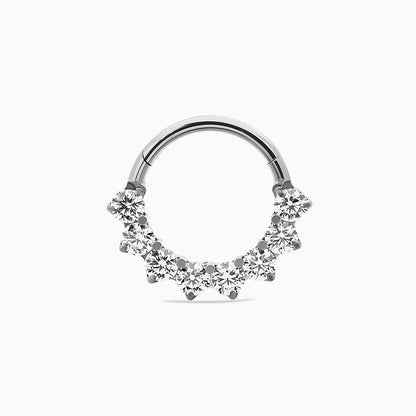 Titanium Round Prong Set Gem Cluster Front Facing Hinged Segment Clicker