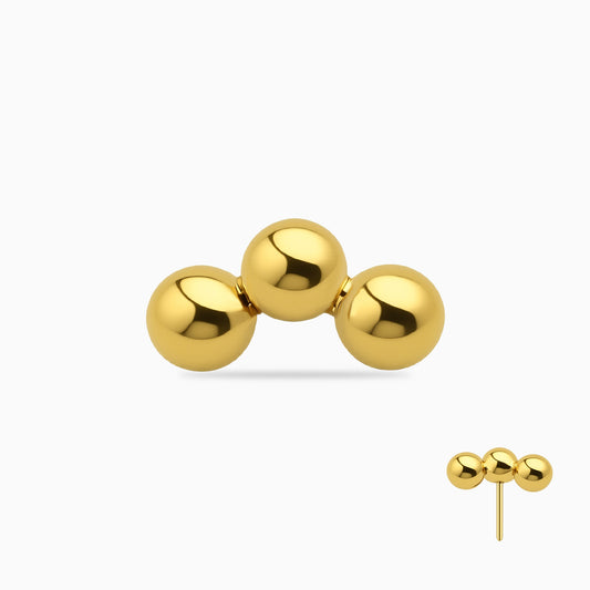 18Kt Gold PVD Titanium Threadless Triple Bead Cluster Top
