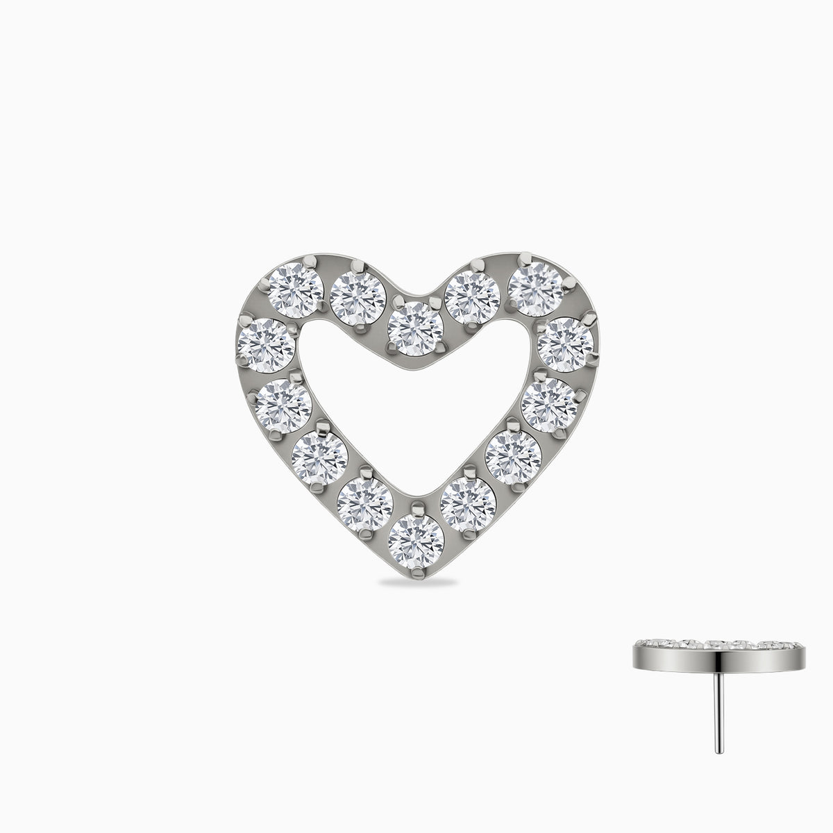 Titanium Threadless Open Heart Gem Top