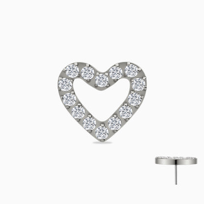 Titanium Threadless Open Heart Gem Top