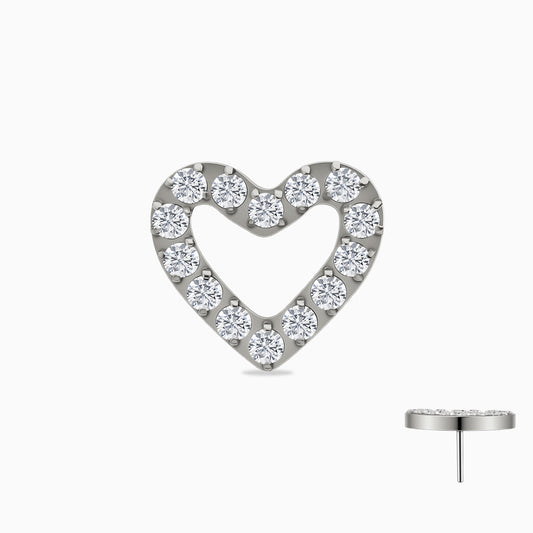 Titanium Threadless Open Heart Gem Top