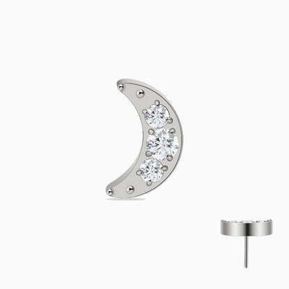 Titanium Threadless Crescent Moon Gem Top